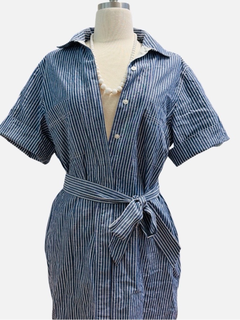By Malene Birger
100% silk trimming Blue and White Striped Midi Shirt Dress - Picture 2 of 8